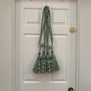 Houles Paris Gorgeous & Elegant Green & Pink Tassel Curtain Tiebacks NWT